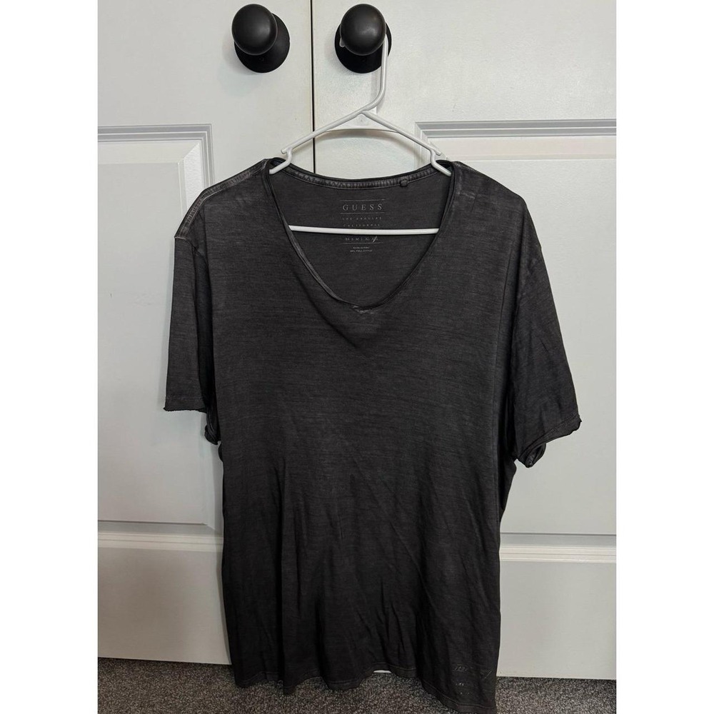 Guess Los Angeles Mens XXL Charcoal Gray V-Neck T-Shirt Short Sleeve Cotton Top